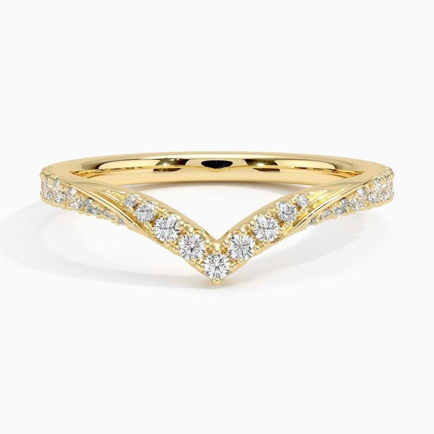 Vigselring i rödguld med diamanter