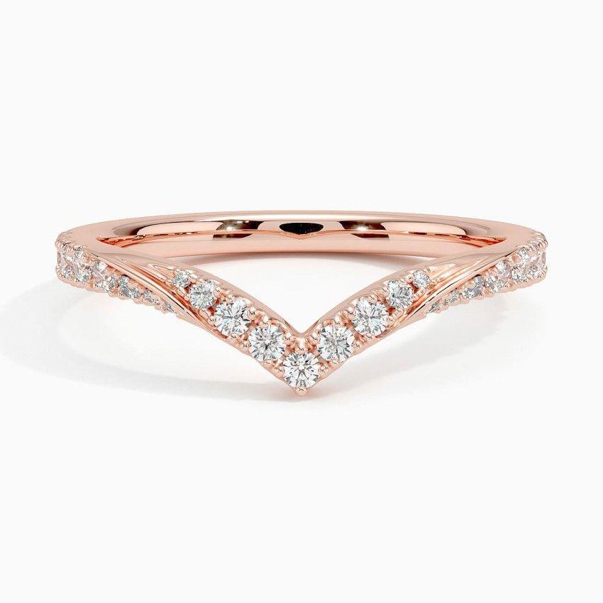 Vigselring i  roséguld med diamanter