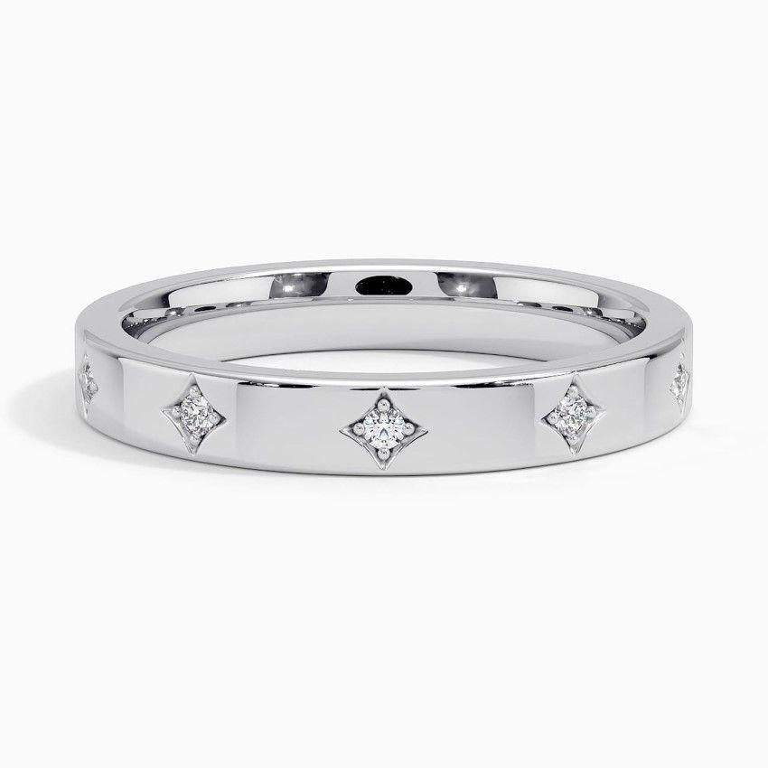Vigselring i vitguld med diamanter