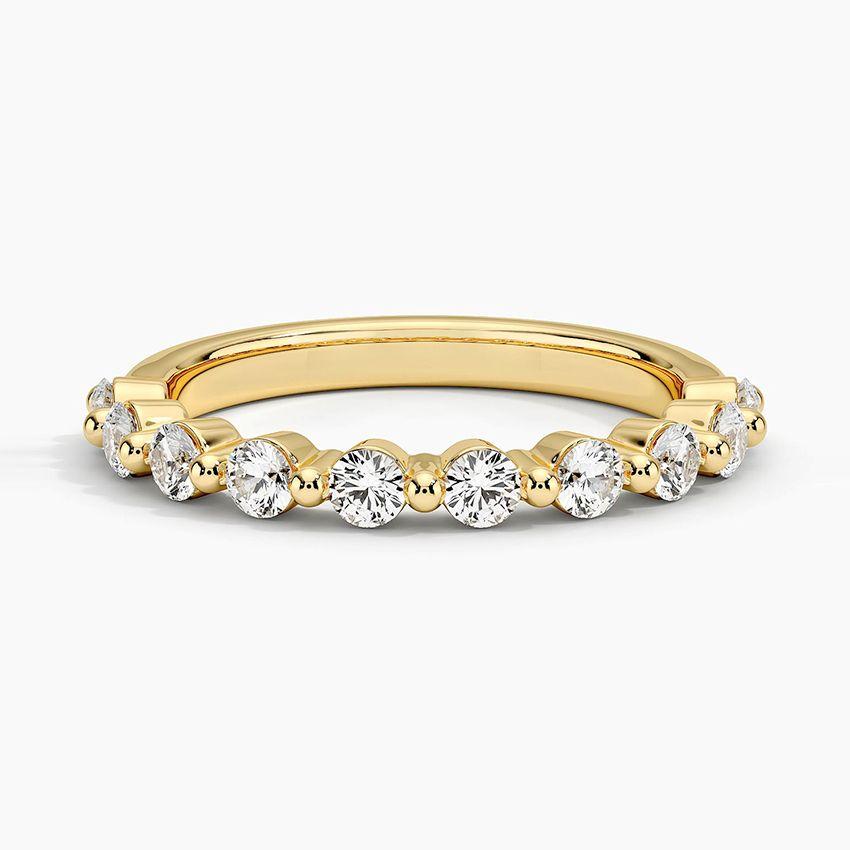 Vigselring i rödguld med diamanter