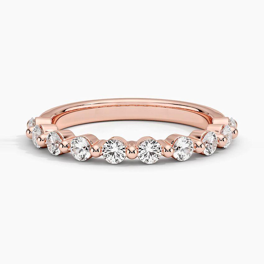 Vigselring i  roséguld med diamanter