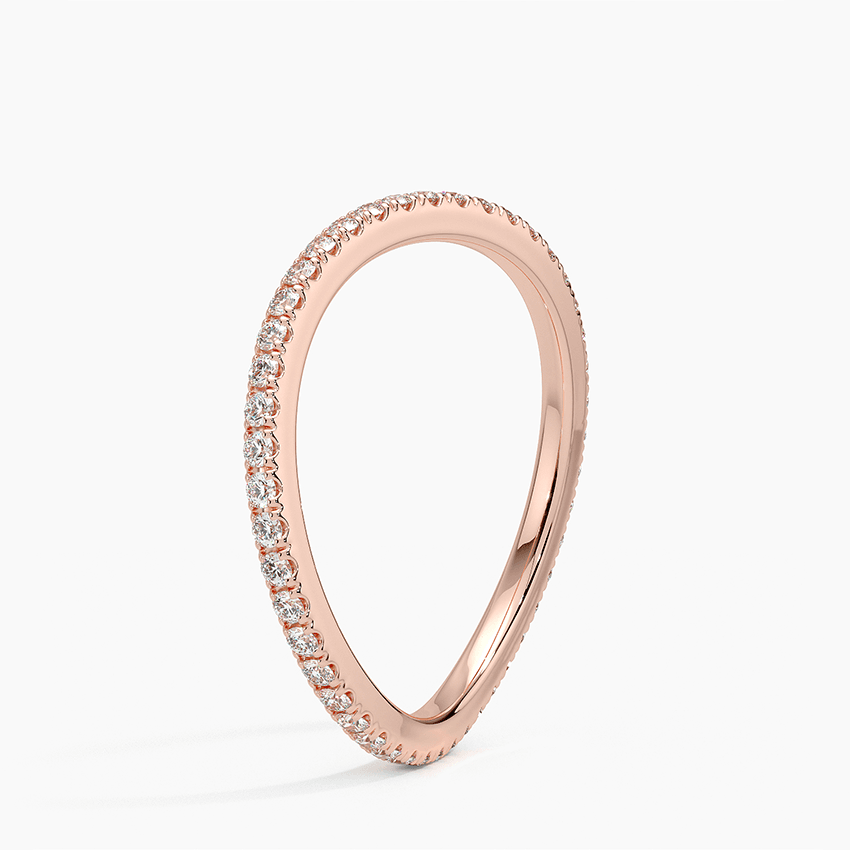 Vigselring i roséguld med diamanter