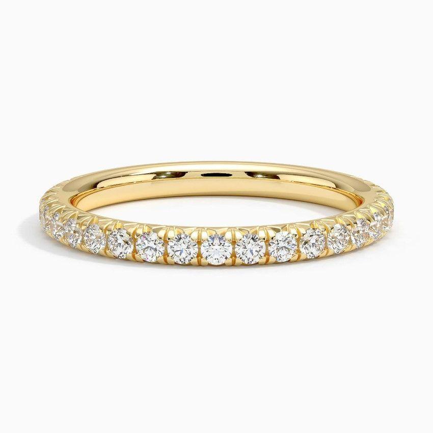 Vigselring i rödguld med diamanter