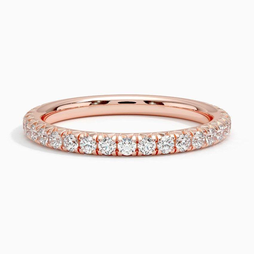 Vigselring i  roséguld med diamanter