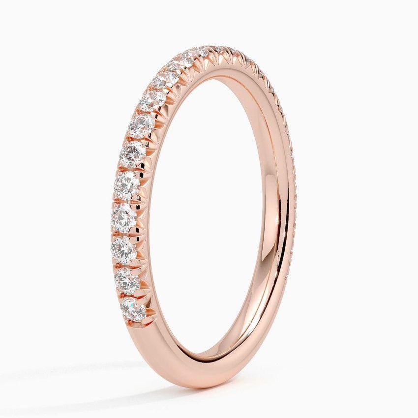 Vigselring i  roséguld med diamanter