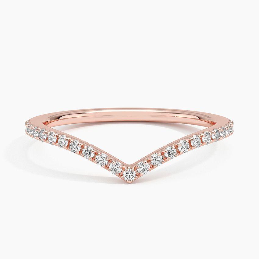 Vigselring i  roséguld med diamanter